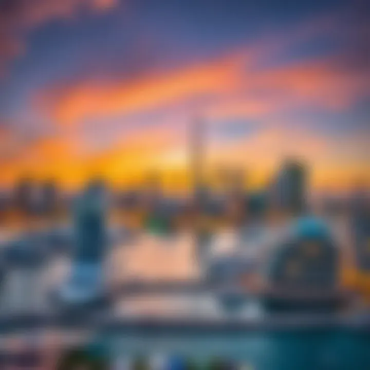 Stunning skyline view of Dubai Marina at sunset