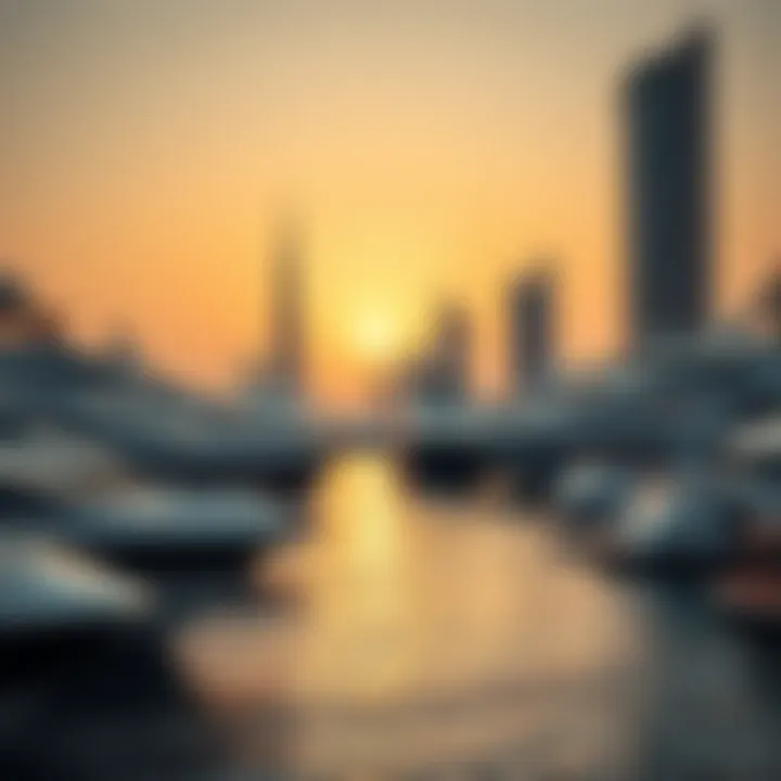 Luxurious yachts docked at a vibrant marina area