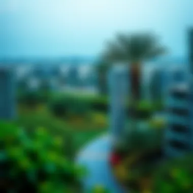 A panoramic view showcasing the lush greenery of The Greens community.