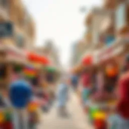 A vibrant market scene showcasing the diversity of Dubai's neighborhoods