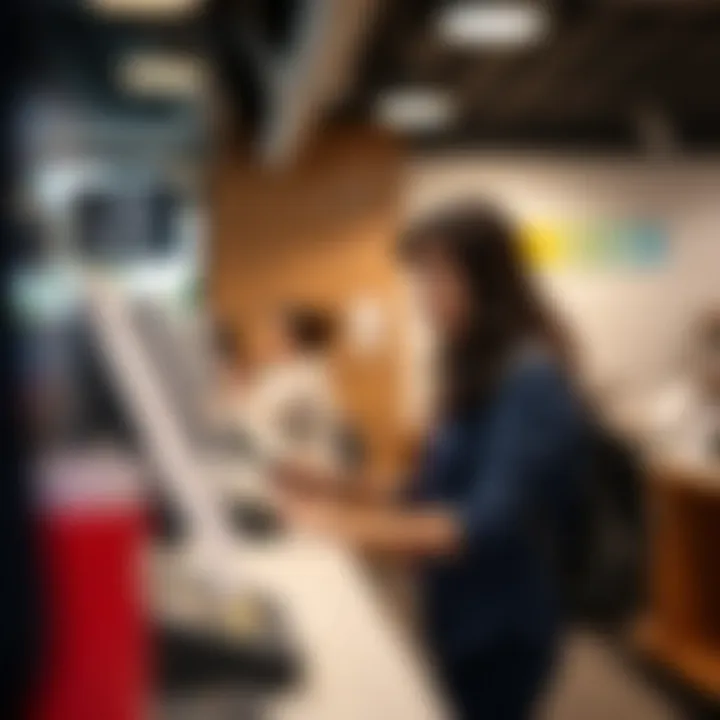 Customer receiving assistance at the Typing Center's counter