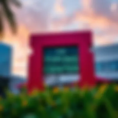 Signage of the Typing Center set against the backdrop of Discovery Gardens