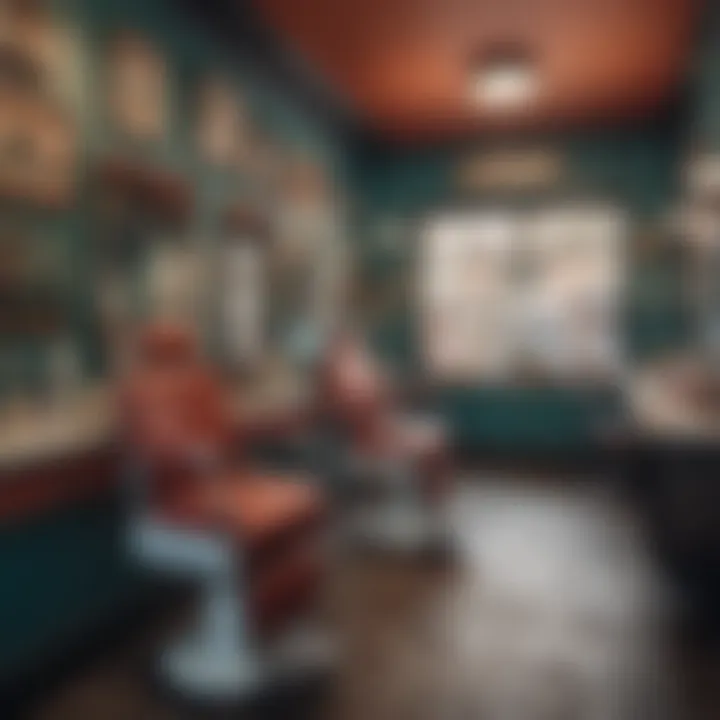 Interior decor of a vibrant barbershop