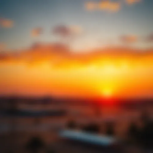 Vibrant sunset over Al Quoz showcasing the unique urban landscape.