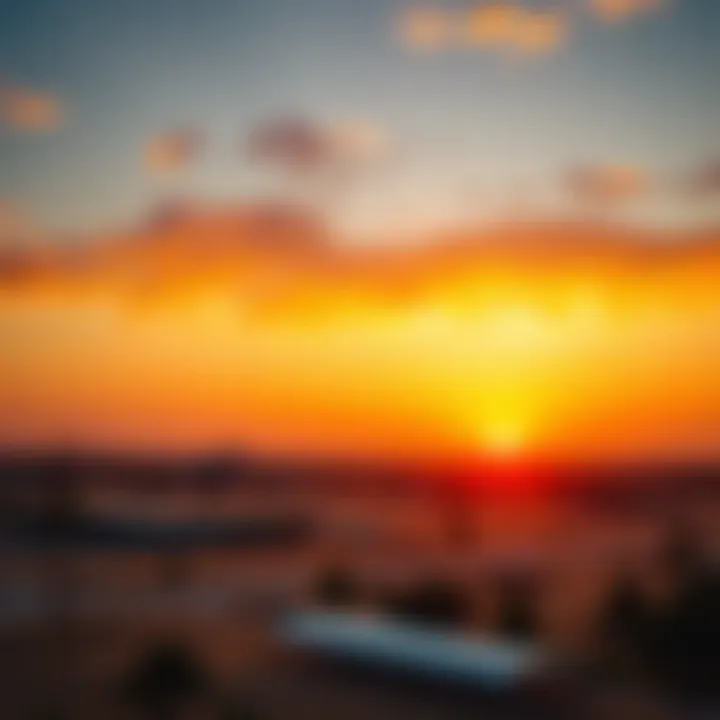 Vibrant sunset over Al Quoz showcasing the unique urban landscape.