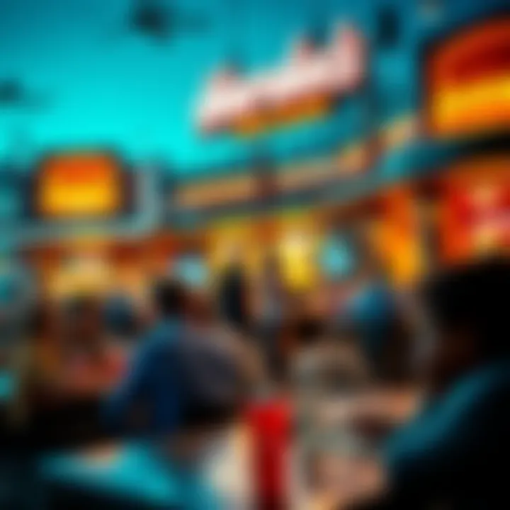 Customers enjoying their meals and engaging in conversation.