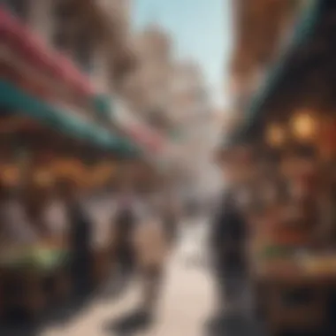 A bustling market scene reflecting the cultural diversity of Dubai