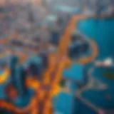 Aerial view of International City, Dubai showcasing its clusters