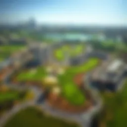 Aerial view of JGE Golf course showcasing its lush greens and scenic layout