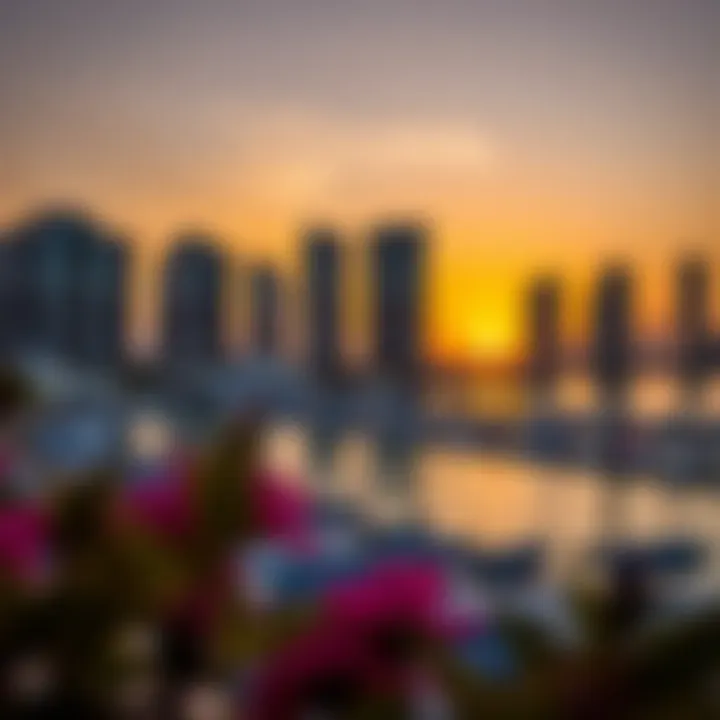 Beautiful sunset over the Marina area illustrating the lifestyle at Jumeirah Living Marina Gate