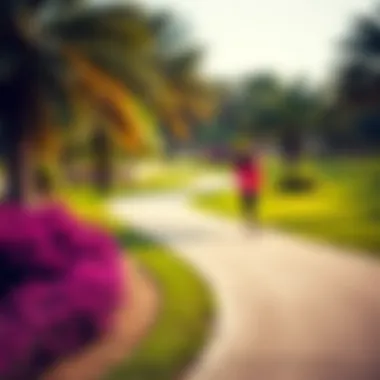 Jogging trail winding through the scenic park