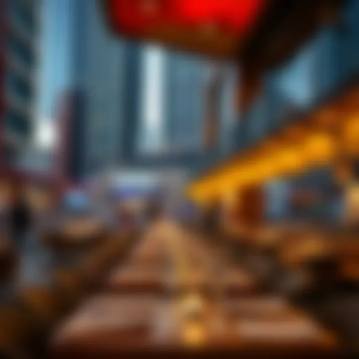 A gourmet dining experience set against a backdrop of modern architecture