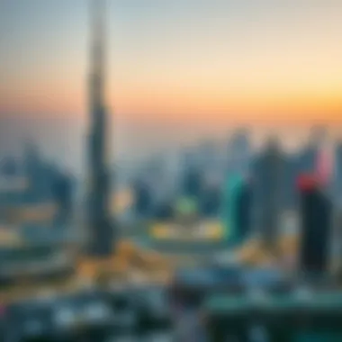 Dubai Skyline Featuring Nastaran Tower Panoramic view of Dubai skyline featuring Nastaran Tower