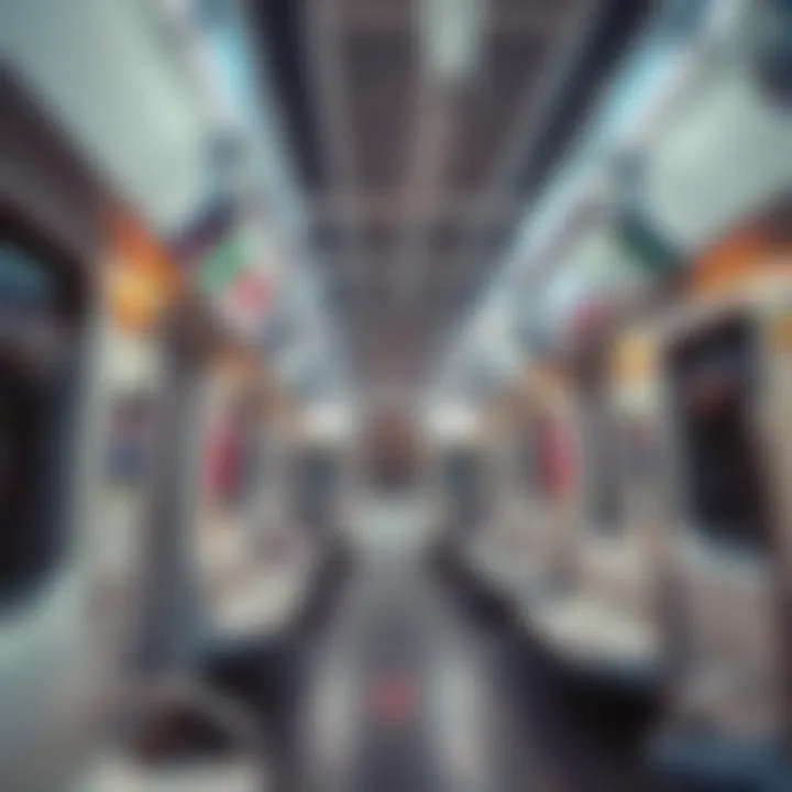 Inside a Dubai metro train showcasing its modern design