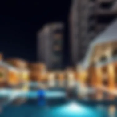 Modern amenities in a residential complex near Jebel Ali, highlighting lifestyle conveniences such as pools and recreational areas