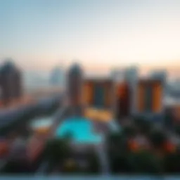 A stunning view of Rove Jafiliya's modern architecture against Dubai's skyline