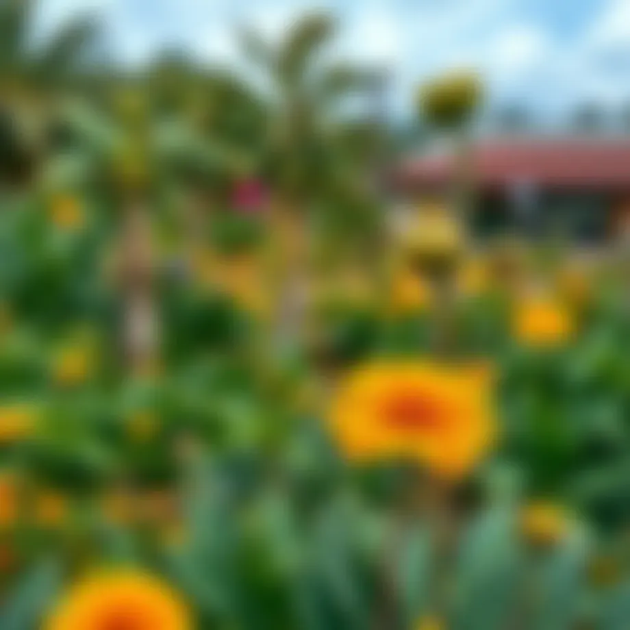 A panoramic view of Sunrise Discovery Gardens with diverse plant species