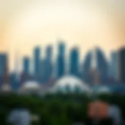 A stunning view of DIFC skyline showcasing modern architecture