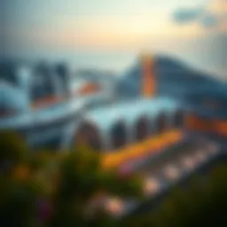 Aerial view showcasing the Tiger Building Marina's innovative design