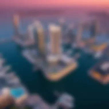 Aerial view of Tiger Tower Marina showcasing its contemporary architecture