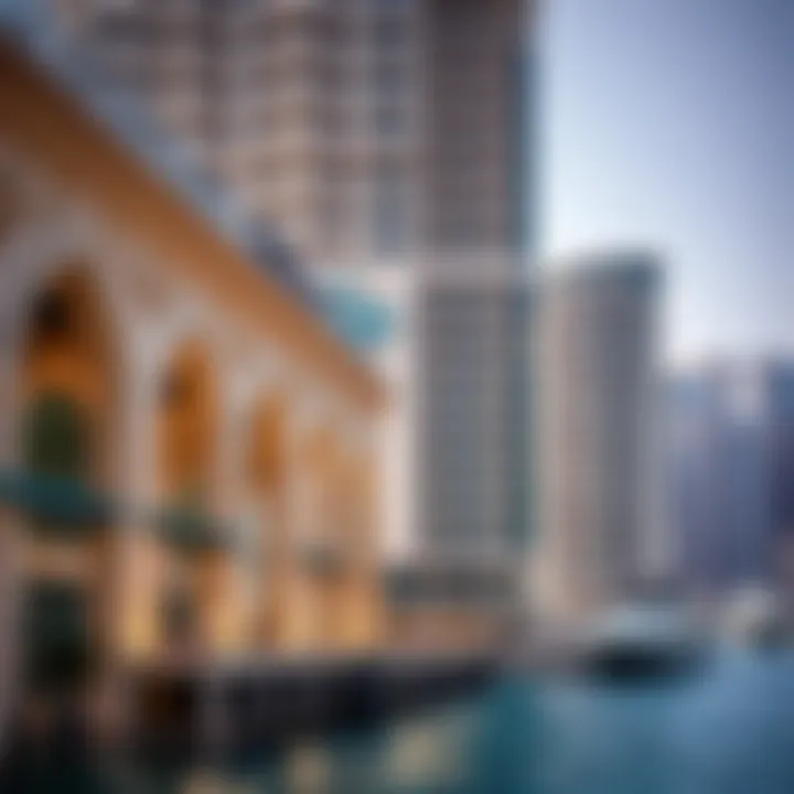 Close-up of the intricate design elements of Tiger Tower Marina