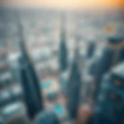 Aerial view of Dubai's trade centers showcasing modern architecture