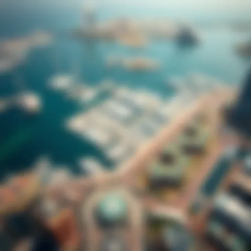 Aerial view of Dubai Harbour Marina showcasing its sleek design and layout