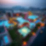 Aerial view showcasing the expansive layout of the water park at Damac Hills 2