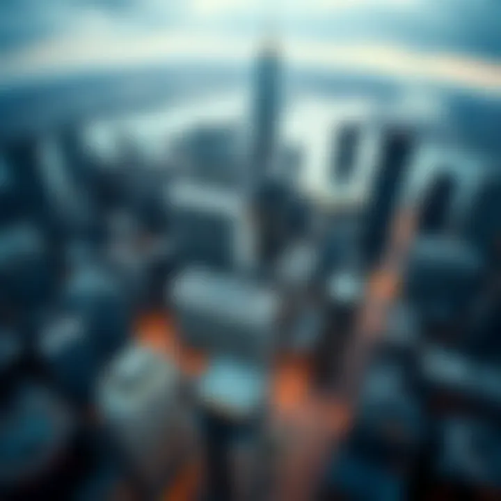 Aerial view of the World Trade Centre complex showcasing its architectural design